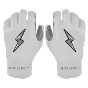 PREMIUM PRO CHROME Series Short Cuff Batting Gloves - WHITE